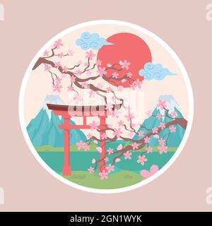 montage et arbre pour le japon Illustration de Vecteur