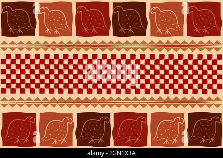 Tentures murales traditionnelles africaines, motifs ethniques, tissus imprimés, motifs géométriques artisanaux tribaux Zimbabwe artisanat tapisserie vecteur texture afro Illustration de Vecteur