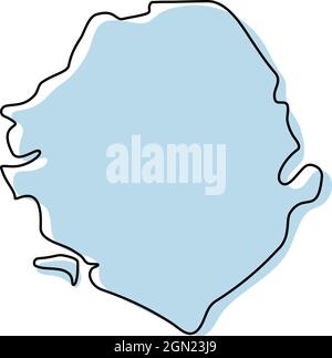 Carte stylisée simple représentant l'icône Sierra-léonaise. Carte d'esquisse bleue de l'illustration vectorielle de la Sierra leone Illustration de Vecteur