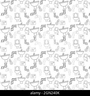 Motif sans couture avec outils de construction de plombier sur fond blanc. Illustration de Vecteur