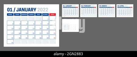 2022 conception de vecteur de calendrier d'entreprise Illustration de Vecteur