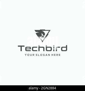 Design minimaliste du logo triangle Tech Bird Eagle Illustration de Vecteur