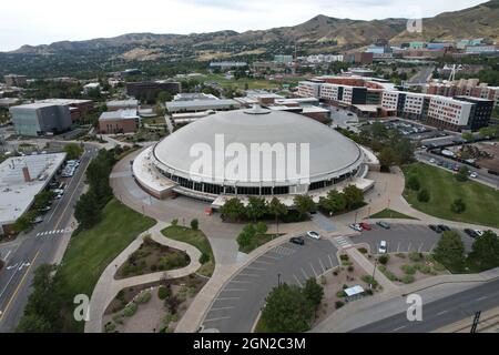 Vue générale du Centre Jon M. Huntsman sur le campus de l'Université de l'Utah, le samedi 18 septembre 2021, à Salt Lake City. L'arène est le ho Banque D'Images