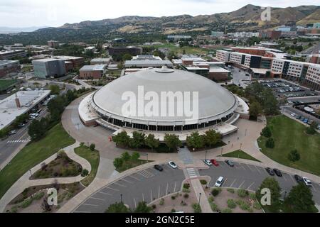 Vue générale du Centre Jon M. Huntsman sur le campus de l'Université de l'Utah, le samedi 18 septembre 2021, à Salt Lake City. L'arène est le ho Banque D'Images