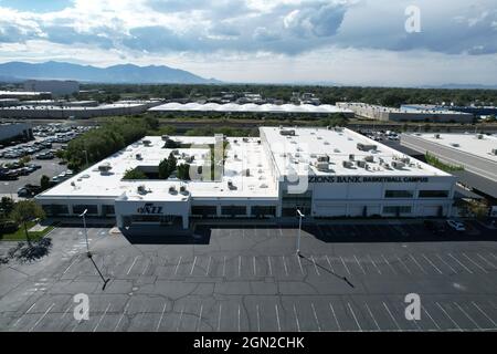 Une vue aérienne du campus de basketball de Zion's Bank, le samedi 18 septembre 2021, à Salt Lake City. L'installation est le siège de la formation et de la pratique o Banque D'Images