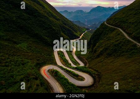 Col de Tham Ma dans la province de Ha Giang, au nord du Vietnam Banque D'Images