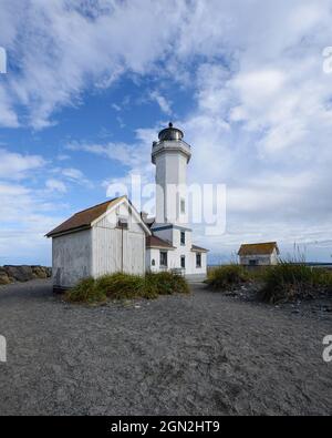 Phare du parc national de fort Worden à Port Townsend, WA. Banque D'Images