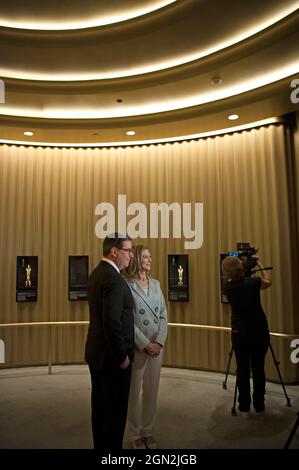 David Ruben, président, et Dawn Hudson, PDG de l'Academy of Motion Pictures Arts and Sciences au Academy Museum, Los Angeles, Californie, Banque D'Images