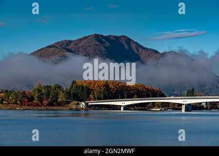 Lac Kawaguchiko, Minatsimuru, Yamanashi, Japon. Banque D'Images