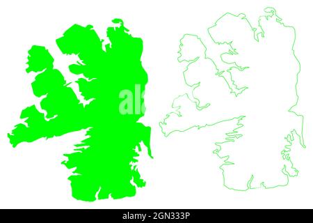 Île Bathurst (Canada, Amérique du Nord, territoire du Nunavut) carte illustration vectorielle, croquis à griffonnage carte de Bathurst Illustration de Vecteur