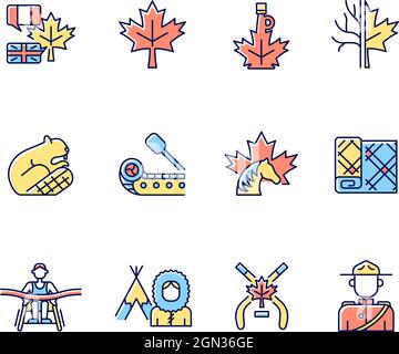 Symboles canadiens jeu d'icônes de couleur RVB Illustration de Vecteur