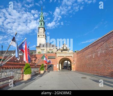 Porte de Brama Klasztorna du monastère de Jasna Gora à Czestochowa, en Pologne Banque D'Images