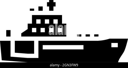 illustration vectorielle d'icône de glyphe de bateau bleu marine Illustration de Vecteur