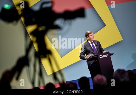 Berlin, Allemagne. 22 septembre 2021. Hartmut Dorgerloh, Directeur général et Président du Conseil d'Administration de la Fondation du Forum Humboldt au Palais de Berlin, prend la parole lors de la cérémonie marquant les ouvertures de l'exposition du Musée ethnologique, Le Musée d'art asiatique des Musées nationaux de Berlin/Fondation du patrimoine culturel prussien et la Fondation du Forum Humboldt au Palais de Berlin. Credit: Britta Pedersen/dpa-Zentralbild/dpa/Alay Live News Banque D'Images