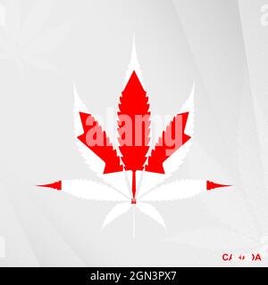 Drapeau du Canada en forme de feuille de marijuana. Le concept de légalisation le cannabis au Canada. Illustration de cannabis médical. Illustration de Vecteur