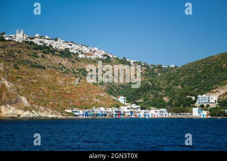 Villages de Klima et de Plaka sur l'île de Milos, Grèce Banque D'Images