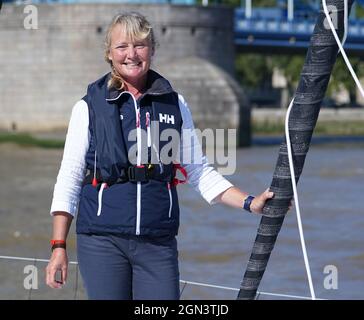 Marin PIP Hare lors de la désignation officielle de son nouveau bateau Vendee Globe Medallia, un navire de classe IMOCA 60, à Butler's Wharf, sur la rive sud de la Tamise à Londres. Date de la photo: Lundi 20 septembre 2021. Banque D'Images