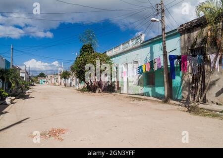 Maisons colorées à Camaguey, Cuba Banque D'Images