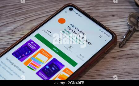 Jakarta, Indonésie-17 septembre 2021: Headspace Apps sur l'écran du téléphone le 17 septembre 2021. À Jakarta Indonésie. Banque D'Images