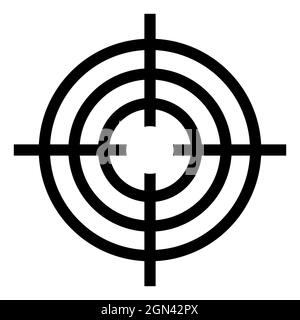 Icône de visée pour une prise de vue précise, viseur avec anneaux ronds cibles Illustration de Vecteur