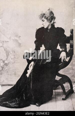Portrait de Jane avril, danseuse de French CAN-CAN, 1868-1943. Henri Toulouse-Lautrec, 1864 - 1901, artiste postimpressionniste français présente le danseur vedette de la discothèque sur plusieurs de ses affiches et peintures. Banque D'Images