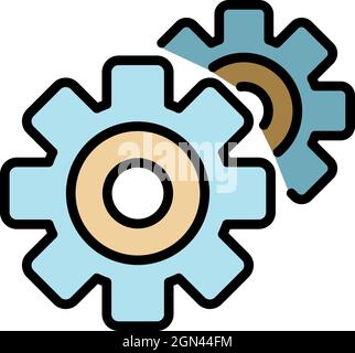 Icône de mécanisme de vitesse. Contour mécanisme engrenage vecteur icône couleur plat isolé Illustration de Vecteur