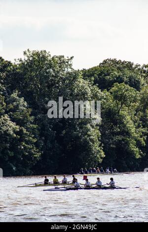 Londres, Royaume-Uni. 22 septembre 2021. Chiswick Mall à High Tide. Le premier jour de l'automne est marqué par une marée haute exceptionnelle qui s'est répandue sur la route à Chiswick Mall tandis que les équipes d'aviron ont profité de la Tamise en pleine inondation. Crédit : Peter Hogan/Alay Live News Banque D'Images