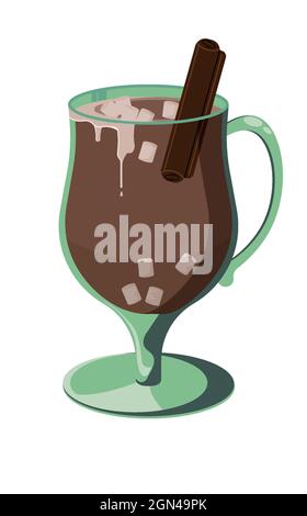 Mug avec cacao et guimauves. Cacao pour les journées froides. Illustration de Vecteur