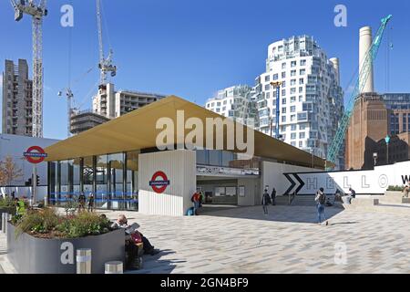 Entrée à la nouvelle station de métro de Londres à Battersea Power Station, Londres, Royaume-Uni.Ouvert en septembre 2021.Partie de la nouvelle extension de la ligne Nord. Banque D'Images