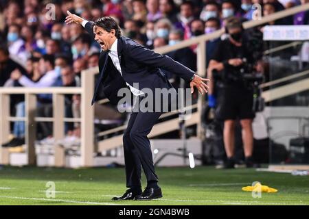 Stade Artemio Franchi, Florence, Italie, 21 septembre 2021, Simone Inzaghi (entraîneur en chef Inter) pendant l'ACF Fiorentina vs Inter - FC Internazionale - Banque D'Images