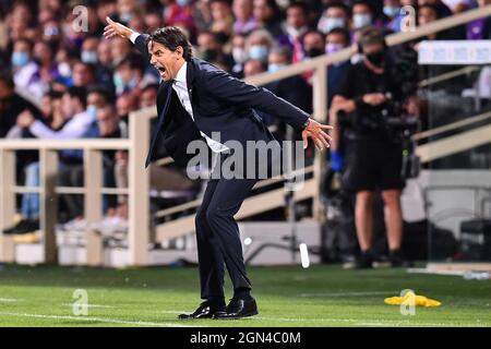 Florence, Italie. 21 septembre 2021. Simone Inzaghi (entraîneur en chef Inter) pendant ACF Fiorentina vs Inter - FC Internazionale, football italien série A match à Florence, Italie, septembre 21 2021 crédit: Independent photo Agency/Alay Live News Banque D'Images