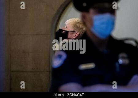 Le Premier ministre britannique Boris Johnson rencontre la Présidente de la Chambre des représentants des États-Unis Nancy Pelosi (démocrate de Californie) au Capitole des États-Unis à Washington, DC, Etats-Unis, le mercredi 22 septembre, 2021. Photo de Rod Lamkey / CNP/ABACAPRESS.COM Banque D'Images