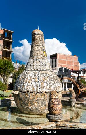 Le monument de la gourde de bouteille au parc de l'identité Huanca à Huancayo, Pérou Banque D'Images