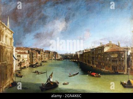 Le Grand Canal du Palazzo Balbi vers le Rialto par Canaletto (canal Giovanni Antonio - 1697-1768), huile sur toile, c. 1722 Banque D'Images