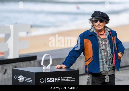 Saint-Sébastien, Espagne. 22 septembre 2021. Johnny Depp reçoit le prix Donostia au 69e Festival international du film de San Sebastian. Credit: Julen Pascual Gonzalez/Alay Live News Banque D'Images