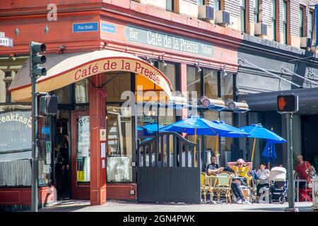 L'hôtel Triton et le café de la presse se trouvent à l'angle de Bush et Grant à San Francisco, en Californie. Banque D'Images