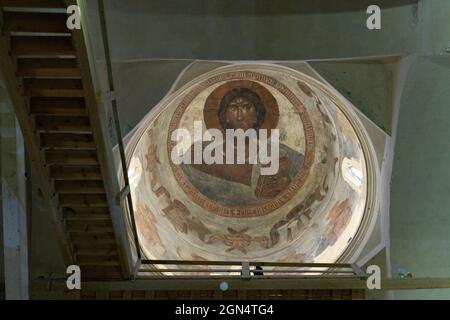 Fresque peinte par Theophanes le grec, l'église du Sauveur sur la rue Ilyin. Veliky Novgorod, Russie Banque D'Images