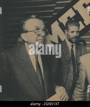 Les politiciens italiens Giulio Andreotti et Roberto Formigoni du Parti démocratique, 1989 Banque D'Images