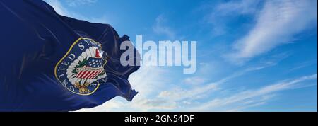 Minsk, Bélarus - Mai 2021 : drapeau du Sénat des États-Unis agitant dans le vent. États-Unis. Copier l'espace. illustration 3d, Banque D'Images
