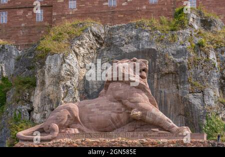 Belfort, France - 09 04 2021 : le Lion de Bartholdi Banque D'Images