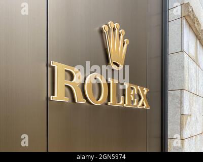 Tokyo, Japon - 23 novembre 2019 : panneau du magasin Rolex dans le quartier de Ginza à Tokyo, Japon. Banque D'Images