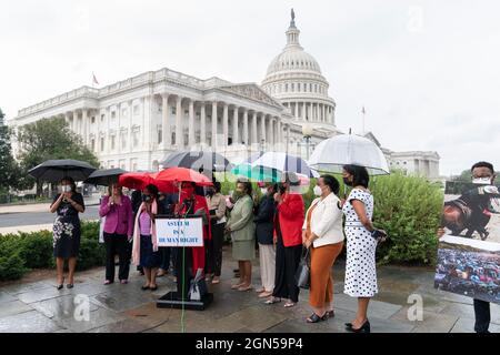 22 septembre 2021- Washington DC- les membres du Congrès parlent du traitement des immigrants haïtiens à la frontière américaine à Capitol Hill. Crédit photo: Chris Kleponis/ Sipa USA Banque D'Images