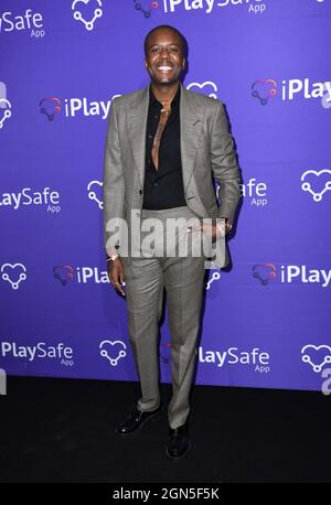 22 septembre 2021, Londres, Royaume-Uni Vas J Morgan arrive à la partie de lancement iPlaySafe, Londres. Crédit : Doug Peters/EMPICS/Alamy Live News Banque D'Images