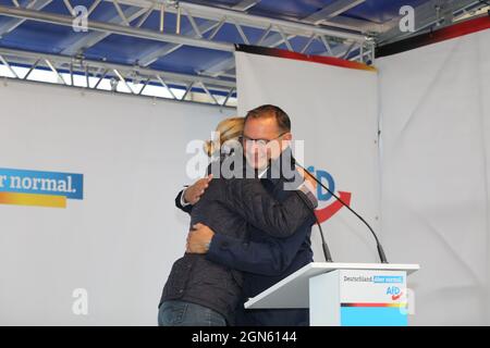 Tino Churalla und Alice Weidel BEI einer Wahlkampfveranstaltung der AfD auf dem Marienplatz. Görlitz, 22.09.2021 Banque D'Images