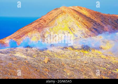 Gran Gratere, Île Vulcano, Iles Eoliennes, Sicile, Italie Banque D'Images