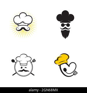 Chef hat modèle logo vector illustration Banque D'Images