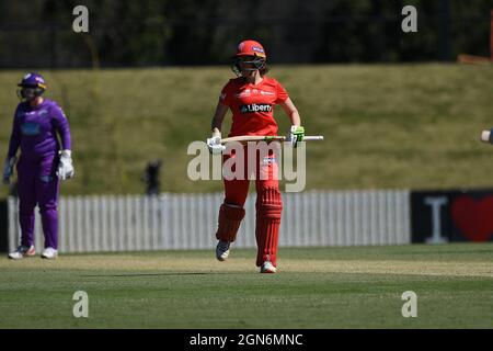 SYDNEY, AUSTRALIE - 03 NOVEMBRE : Amy Satterthwaite des Melbourne Renegades court entre les bickets pendant la deuxième semaine du match de cricket de la Ligue Big Bash féminin entre les ouragans de Hobart et les Renegades de Melbourne le 03 novembre 2020 à Blacktown ISP, en Australie. Crédit : Steven Markham/Speed Media/Alay Live News Banque D'Images