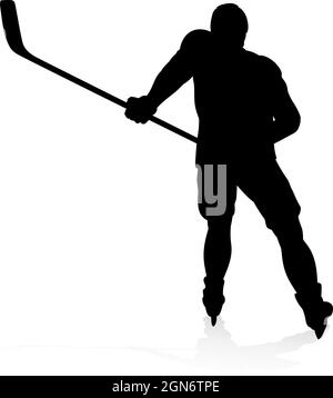 Silhouette sports Hockey sur glace Illustration de Vecteur