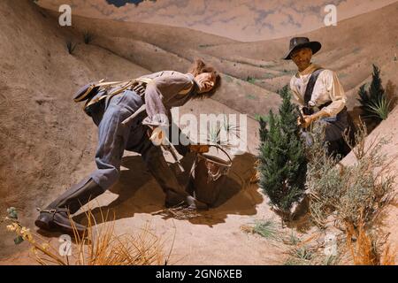 Une diorama récréation d'un incident d'eau à la bataille de Little Bighorn. Au Quartermaster Army Museum à fort Lee, Virginie. Banque D'Images