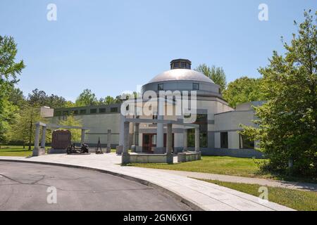 L'entrée principale du site. Au parc historique de Pampelin et au musée national de la guerre de Sécession du soldat de la guerre de Sécession à Petersbourg, en Virginie. Banque D'Images